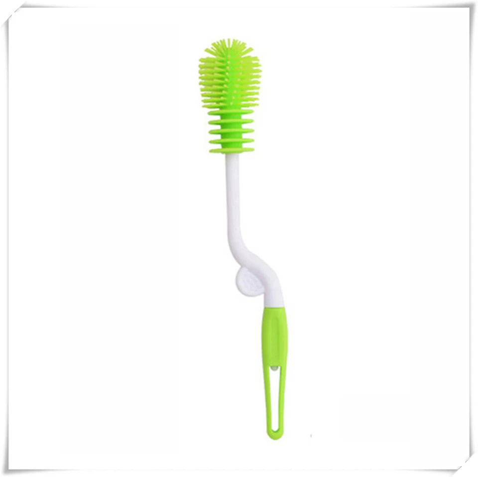 A bottle brush Green MSJO щетка для чистки бутылок, силиконовая щетка для чистки кружек, питьевой молока, щетка для мытья детских бутылочек, кухонная силиконовая щетка для чистки - Цвет: A bottle brush Green