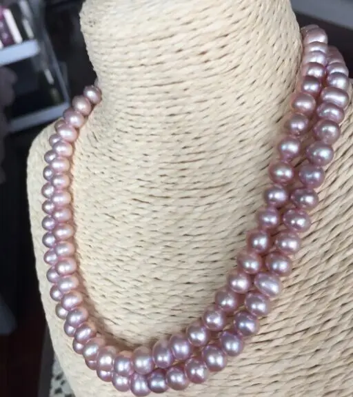 

double strands south sea 9-10mm south sea lavender pearl necklace 17"18"