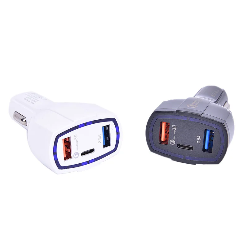 QC3.0 адаптер быстрой зарядки 2 USB порта + Type C быстрое автомобильное зарядное