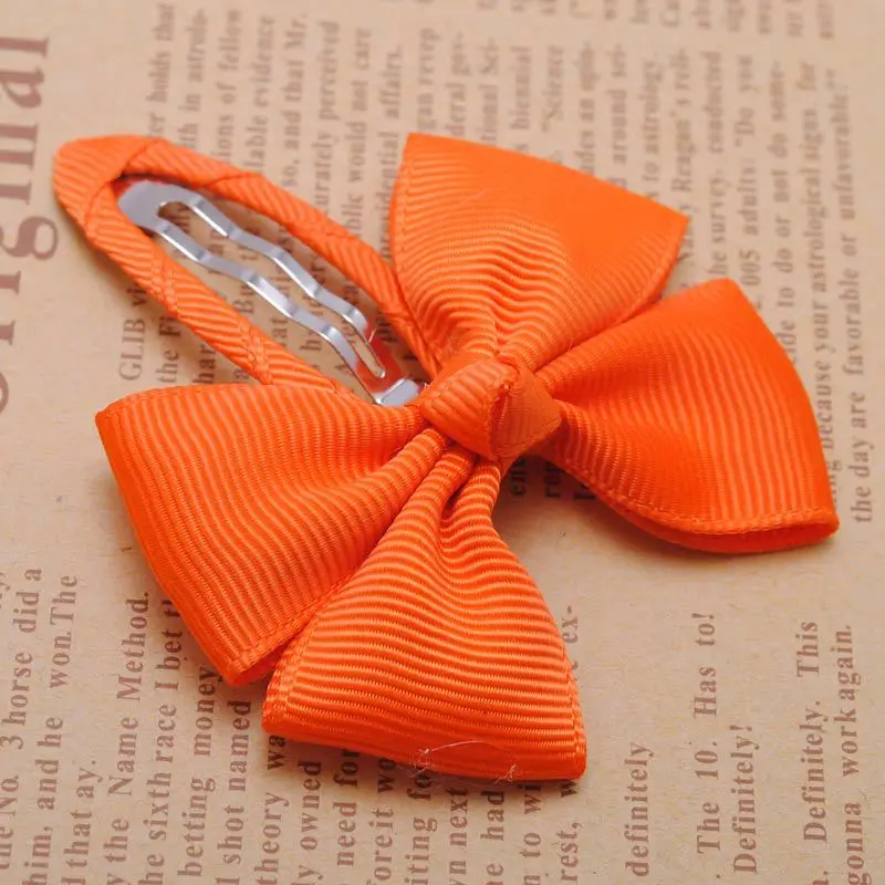 Orange Hairclips 2 шт./лот сплошная корсажная лента банты для маленьких девочек заколки для волос Детские аксессуары разные цвета - Цвет: Orange Hairclips