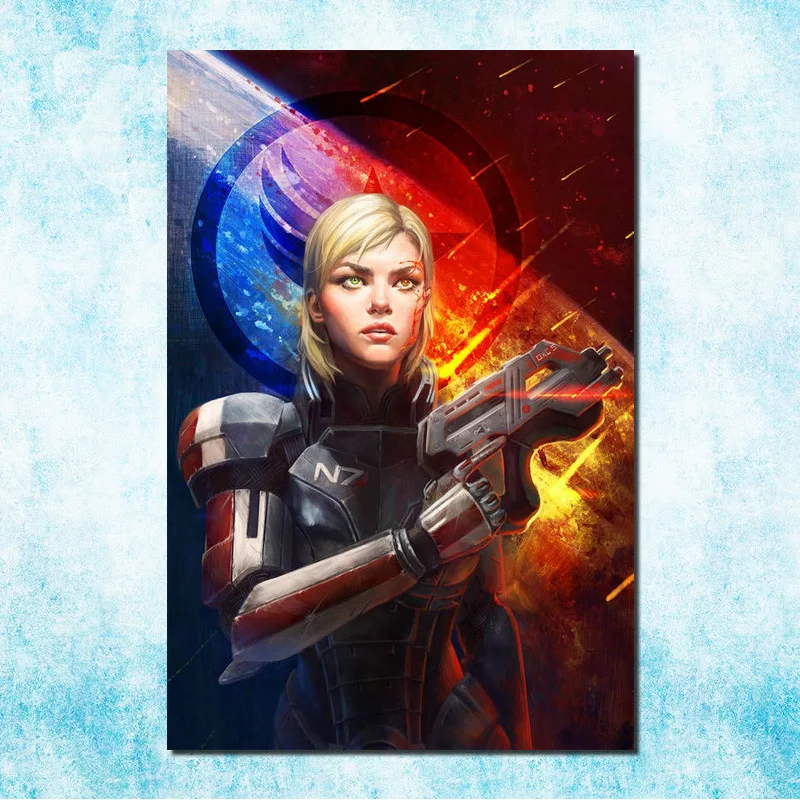 Mass Effect 2 3 4 горячей съемки действие игры Art Шелковый Холст плакат 13x20 24x36 дюймов картинки для гостиной Декор(больше)-4 - Цвет: click