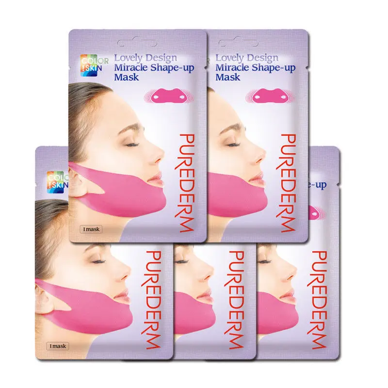 5pcs PUREDERM прекрасная дизайнерская чудо-маска для подтягивания лица V маска для лица идеальная V подтягивающая маска эффект управления Jawline - Цвет: 5pcs