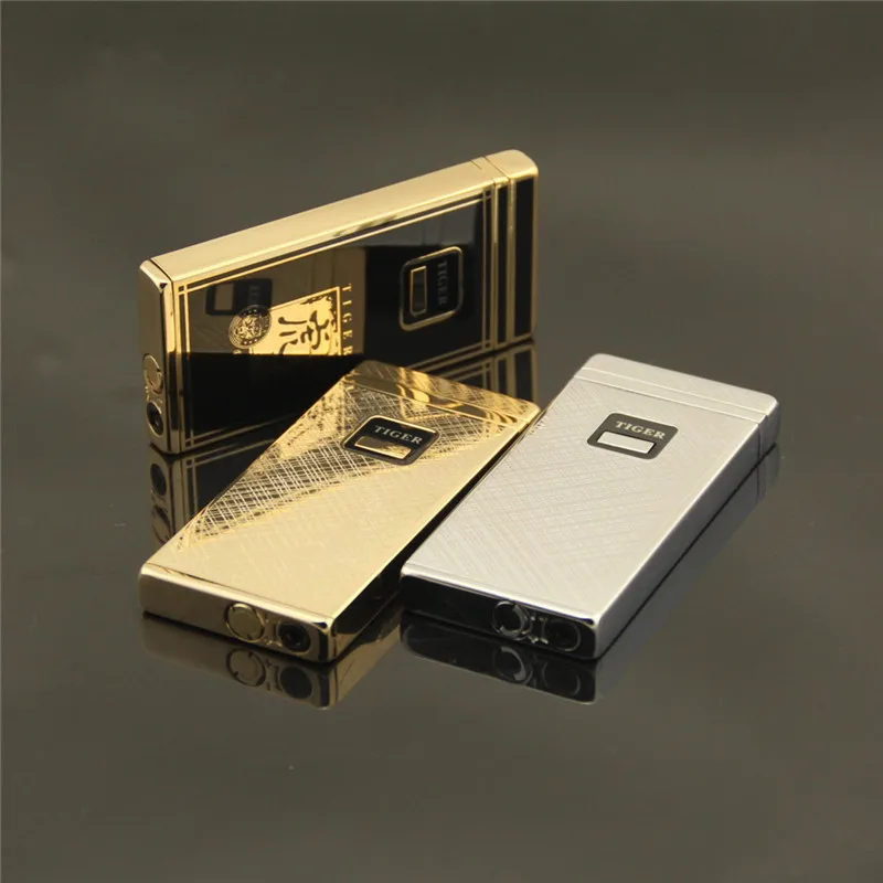 Тигровая ультратонкая металлическая подарочная ветрозащитная зажигалка