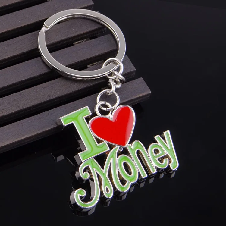 Металлический брелок I Love Money с кольцом акция подарок для авто CNYOWO|Кольца ключей| |