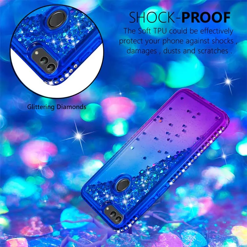 Мягкий ТПУ боковое сверло градиент зыбучие пески чехол для huawei P Smart Cover Блеск