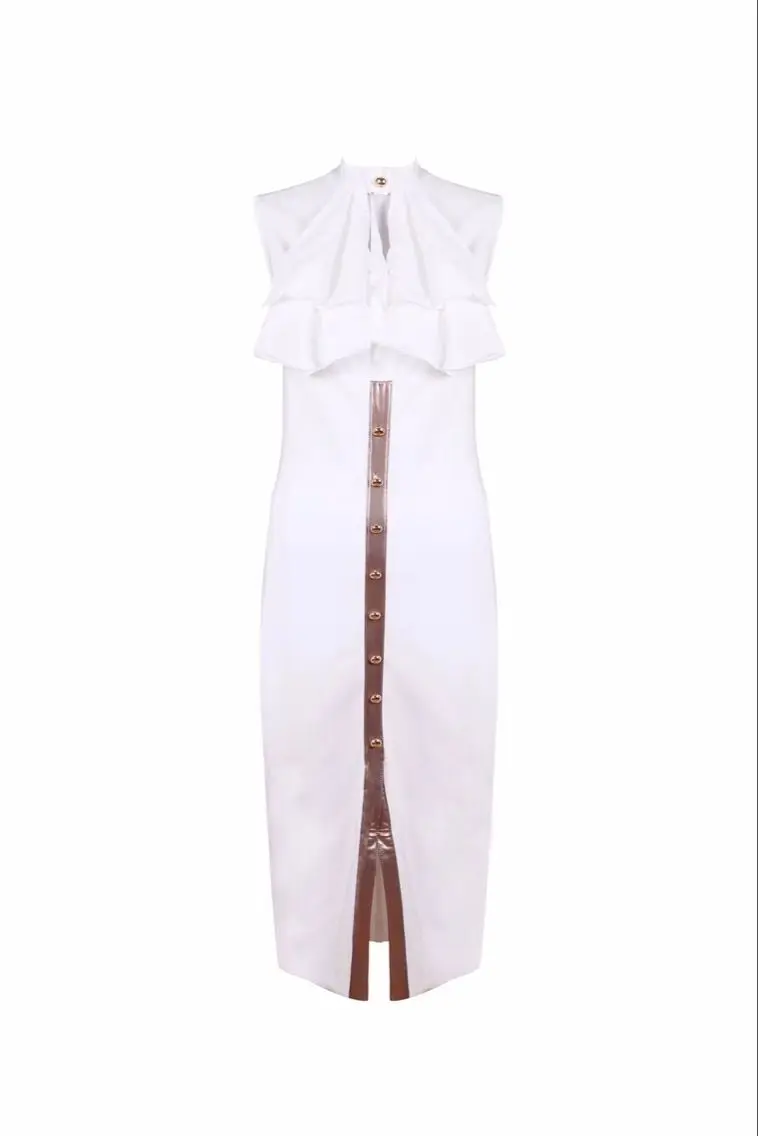 Высокое качество знаменитости белый спереди открытым Вилы по колено район бинты