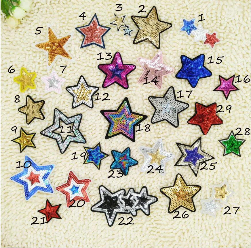 5pcs Sequins five-pointed star cloth stickers clothing shoes and hats accessories sequins embroidered stars embroidery | Дом и сад