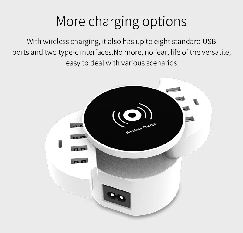 Беспроводное зарядное устройство HKHUIBANG Qi 8 портов Usb типа C станция концентратора
