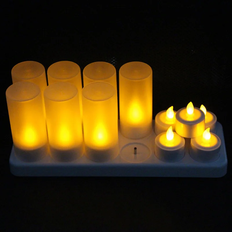 12 шт. перезаряжаемый светодиодный светильник для свечей без пламени долговечный