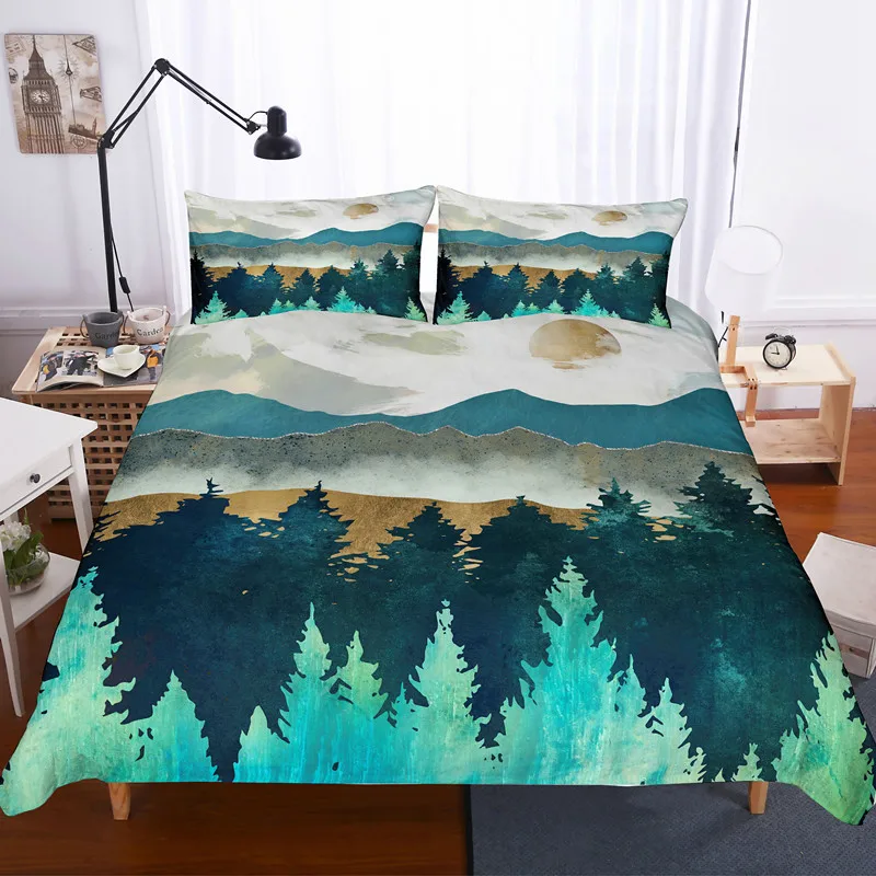 

Landscape 2/3pcs Sunshine, Mountain Bedding Set Full Size Bedding
