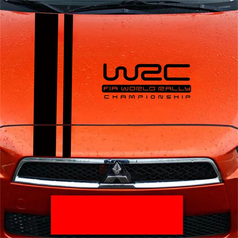 WRC капот стикер полосы виниловые покрытия для автомобилей гоночных видов спорта наклейка голова автомобиля Наклейка аксессуары общего назначения автомобиль паста - Название цвета: Черный