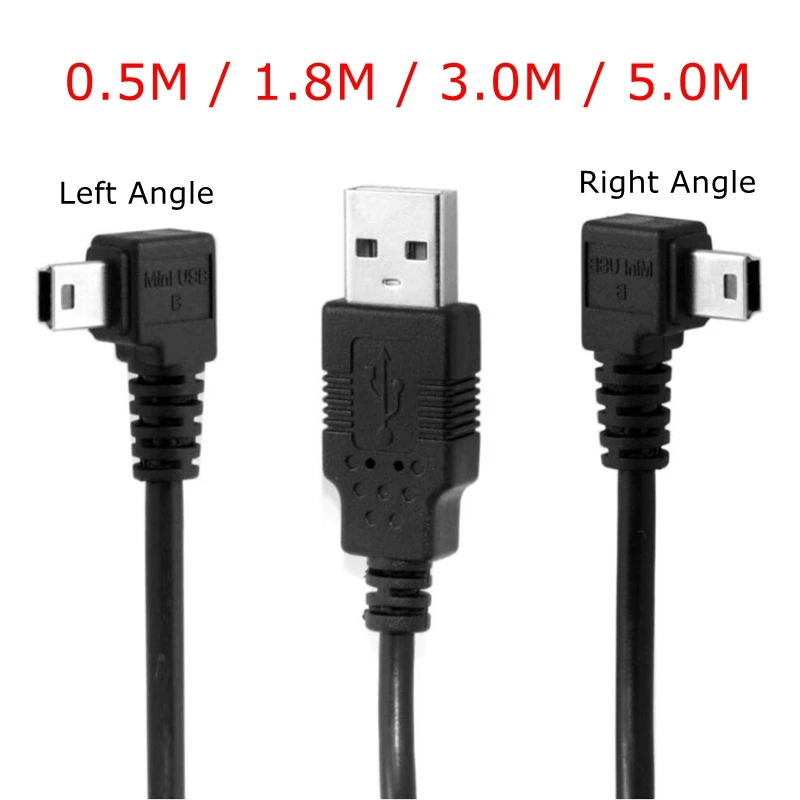 Кабель с углом 90 градусов 2 0 м 5 3 50 см 1 8 см|usb left|mini usbusb male to |