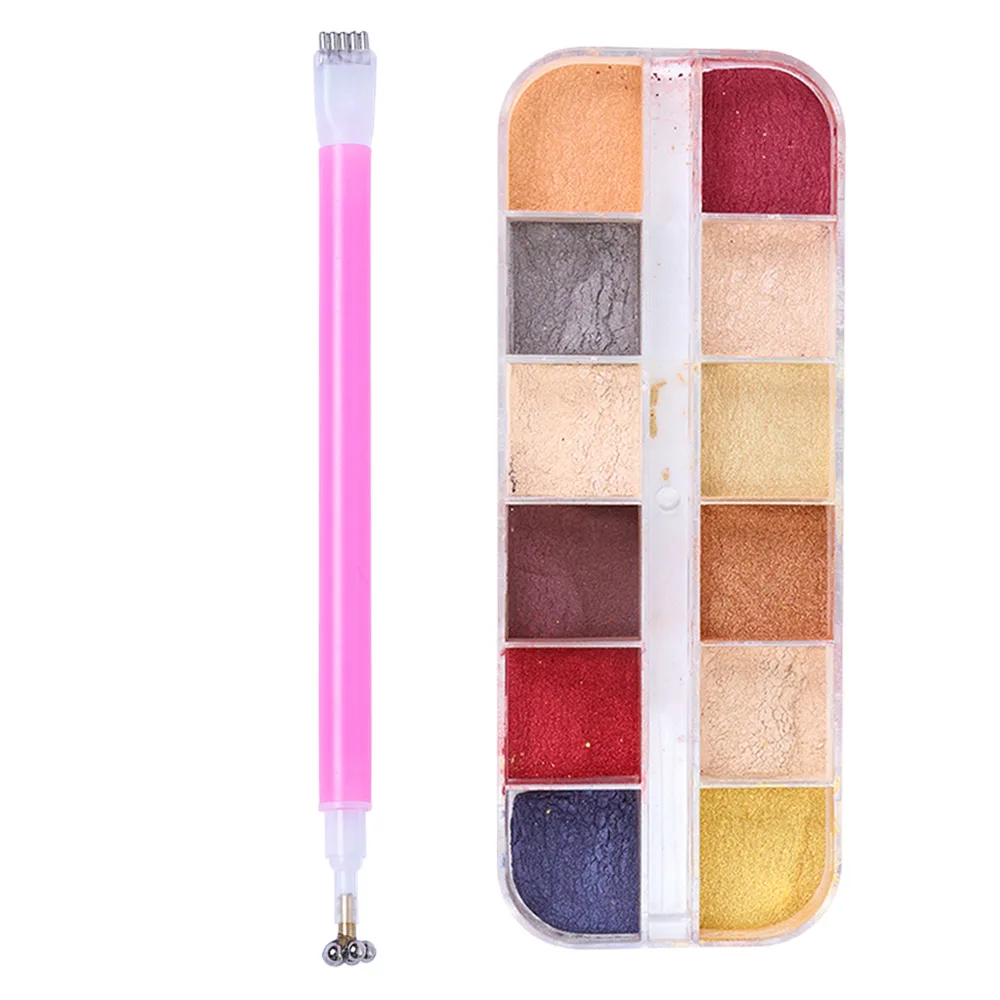 flower stick powder 1 шт красочные 3D кошачий глаз ногтей порошок блеск пигмент набор дополнительно двойные головки магнит ручка для гель-лак для ногтей с эффектом «кошачий глаз» лак SA813-1 - Цвет: flower stick powder