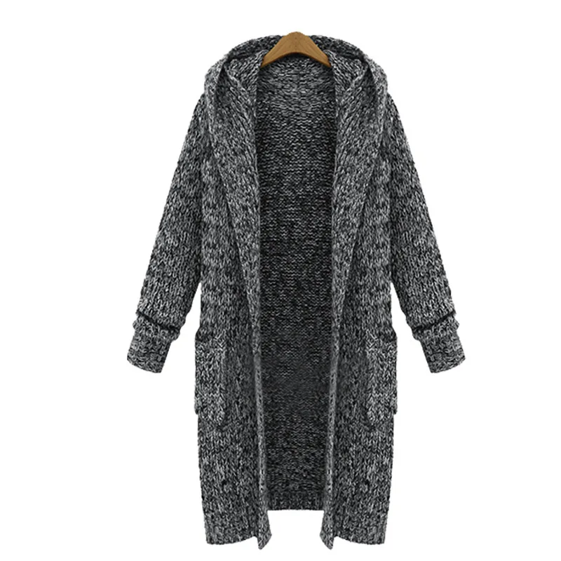 Rimiut M-5XL Fashion Women Long Big Size Winter Autumn Cardigans Hooded Sweater Warm Fat MM Plus Knitted pull femme |