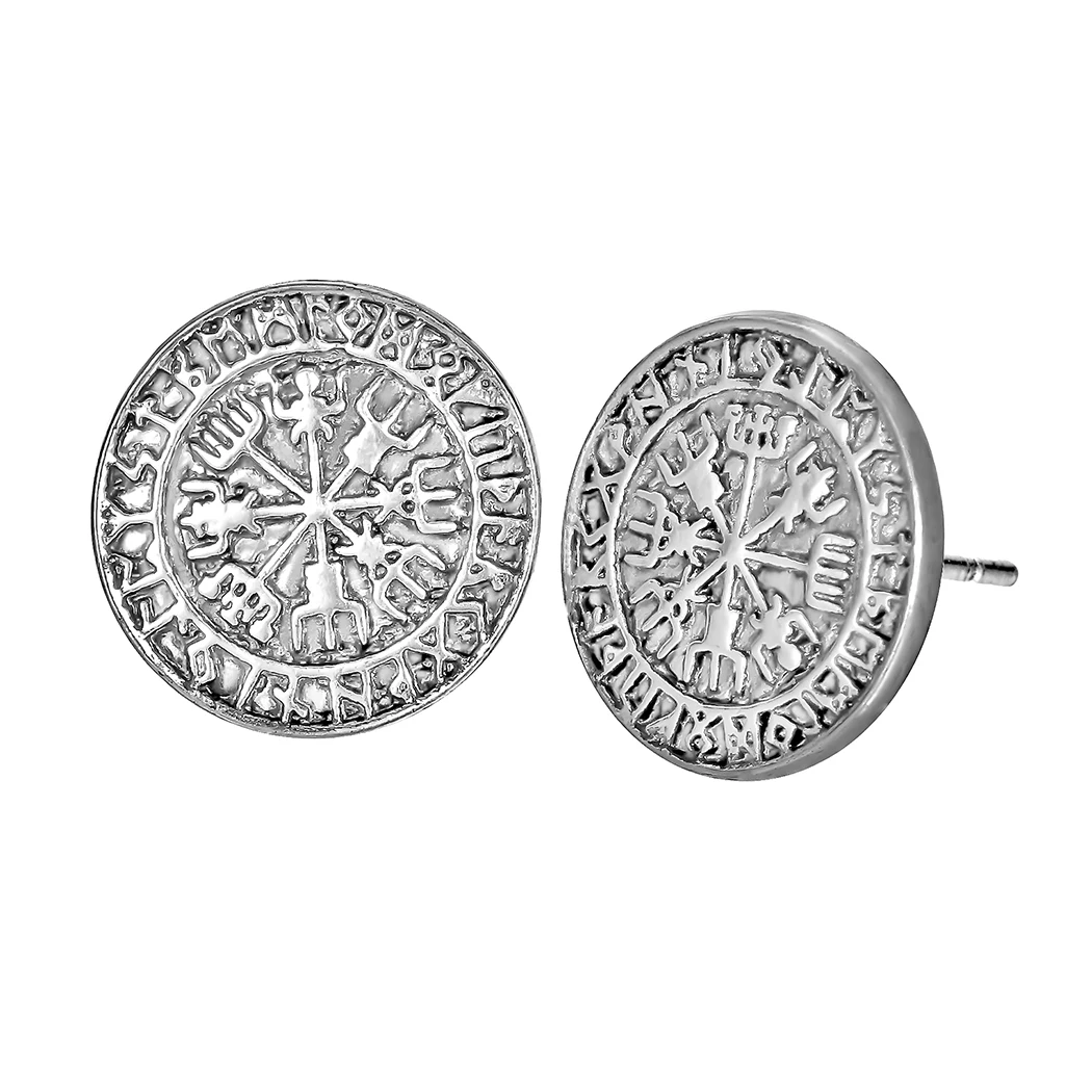 Todorova Viking исландский Vegvisir шлем ужас в руническом круге серьги-гвоздики волшебный компас с кольями Рунический амулет мужские серьги
