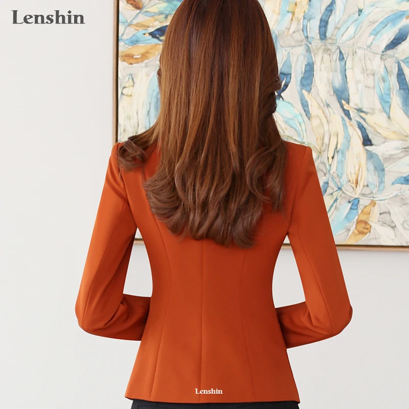 Прямой и гладкий Блейзер Lenshin куртка с двумя большими карманами офисное женское
