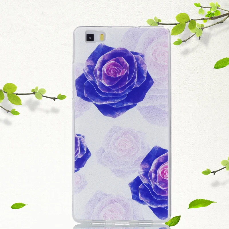 HATOLY For Fundas Huawei P8 Lite Case Soft Silicone Lovely Heart Rose Vase Ink Painting Back Cover Skin for 2016 |