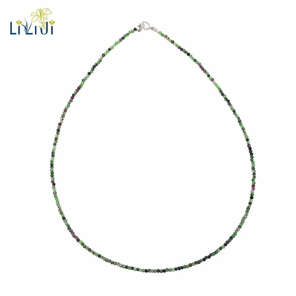 Lii Ji драгоценный камень натуральный Anyolite Rubys Zoisite 1-2 мм бусины 925 пробы серебряная