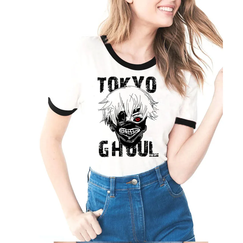 Tokyo Ghoul Футболка женская 2018 Модная японская аниме забавная женские летние топы с
