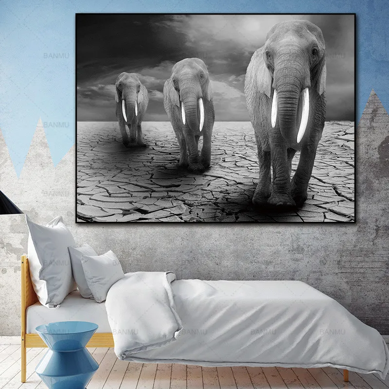

Wall poster painting Canvas Painting Pictures abstract painting art prints Elephant on canvas home decoration for living room
