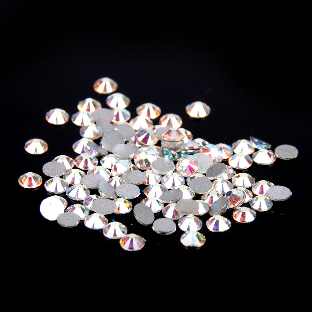 Стразы для дизайна ногтей SS2-SS10 с плоской задней поверхностью стеклянные стразы