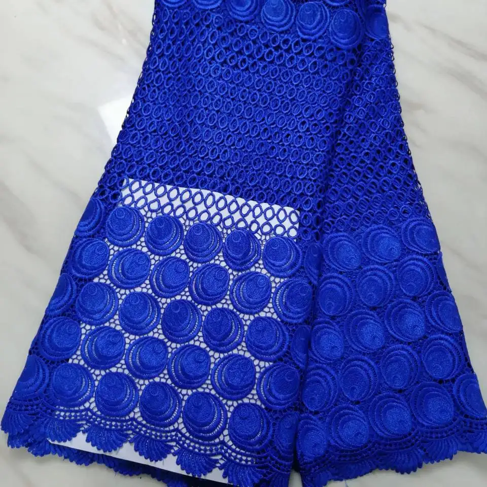 

5Yards/pc Beautiful royal blue african water soluble lace leaves style embroidery french mesh guipure lace for dressing BW55-8
