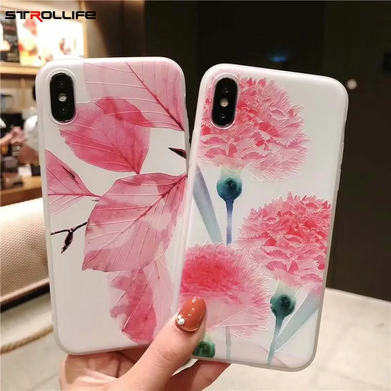 STROLLIFE Новый чехол для телефона в стиле ретро с цветами iPhone XR X XS Max Exotic Pink Leaf 8 6s 7 Plus
