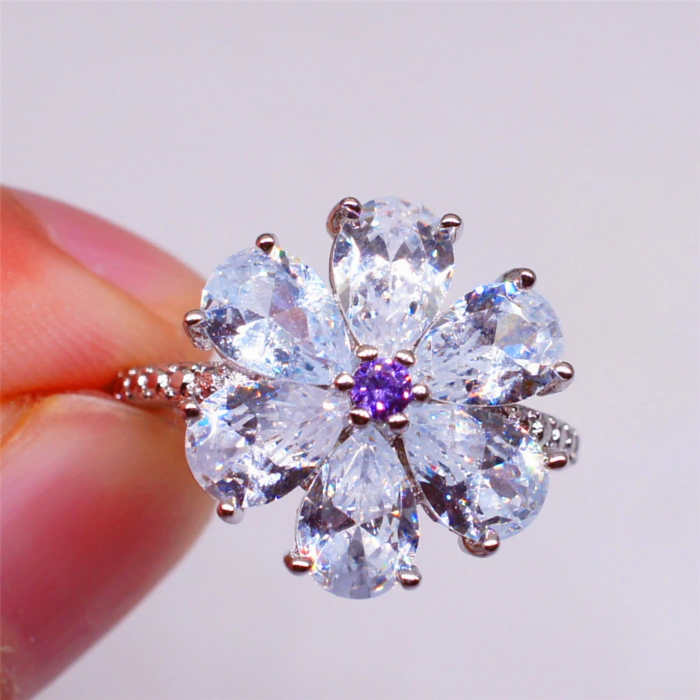 

Loredana For Women Rings Luxury White Bridal Wedding Ring Fashion Snow flower White gold Filled zircon Jewelry Engagement Rings