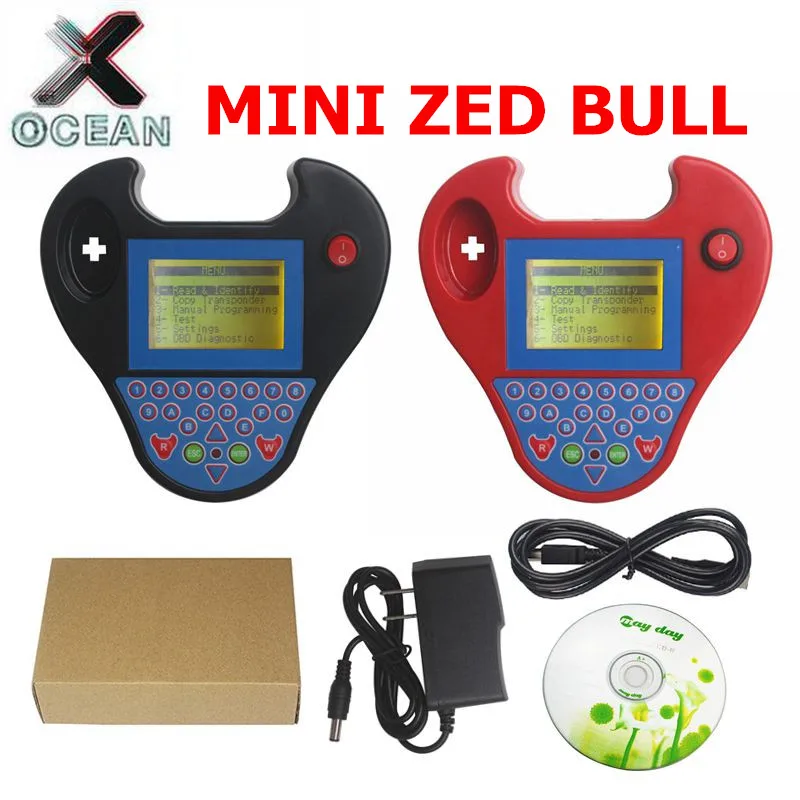 Smart Mini Zed Bull Auto Key Programmer Mini Zedbull V508 Key Transponder Chip Cloner Zed-bull No Tokens Needed Black and red