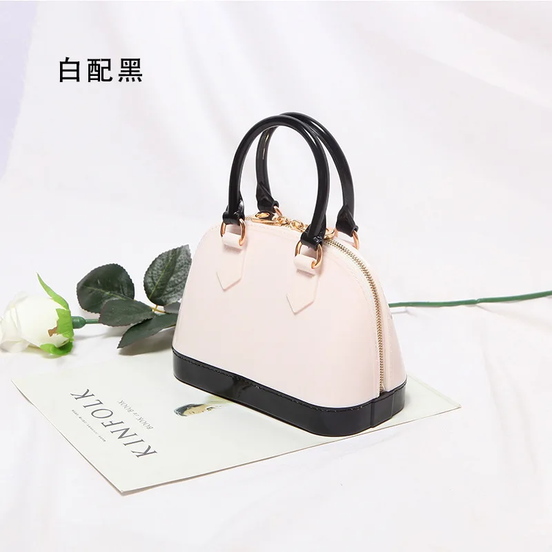 white with black Летняя Новинка, женская сумка, маленькая, новая, карамельный цвет, оболочка, прозрачная хозяйственная сумка, известный бренд, дизайнерская, через плечо, сумка-мессенджер - Цвет: white with black