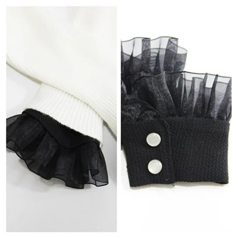 1 пара шифоновое кружевное платье с воланами съемный Ложные манжеты на запястье