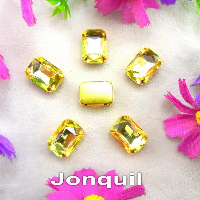 A4 Jonquil Стекло Кристалл золото коготь настройки 7 размеров различные цвета прямоугольной формы Пришивные Кристаллы Стразы Бисер для одежды ремесленные diy - Цвет: A4 Jonquil