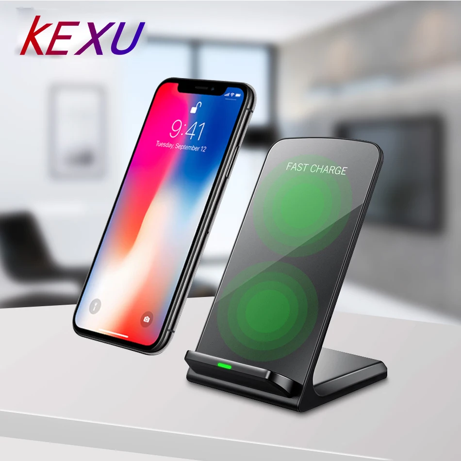 KEXU двойная катушка 10 Вт Qi Беспроводное зарядное устройство для iPhone X 8 Plus телефон