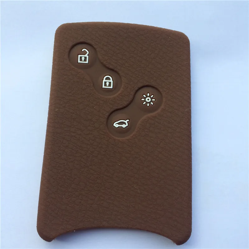 Силиконовый резиновый чехол для ключей автомобиля для Renault Clio Logan Megane 2 3 Koleos scenic card 4 кнопки дистанционного ключа - Название цвета: Коричневый