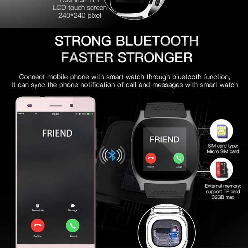 Смарт часы Bluetooth сим карты Камера GPS LBS Tracker Smartwatch водонепроницаемые Шагомер FM