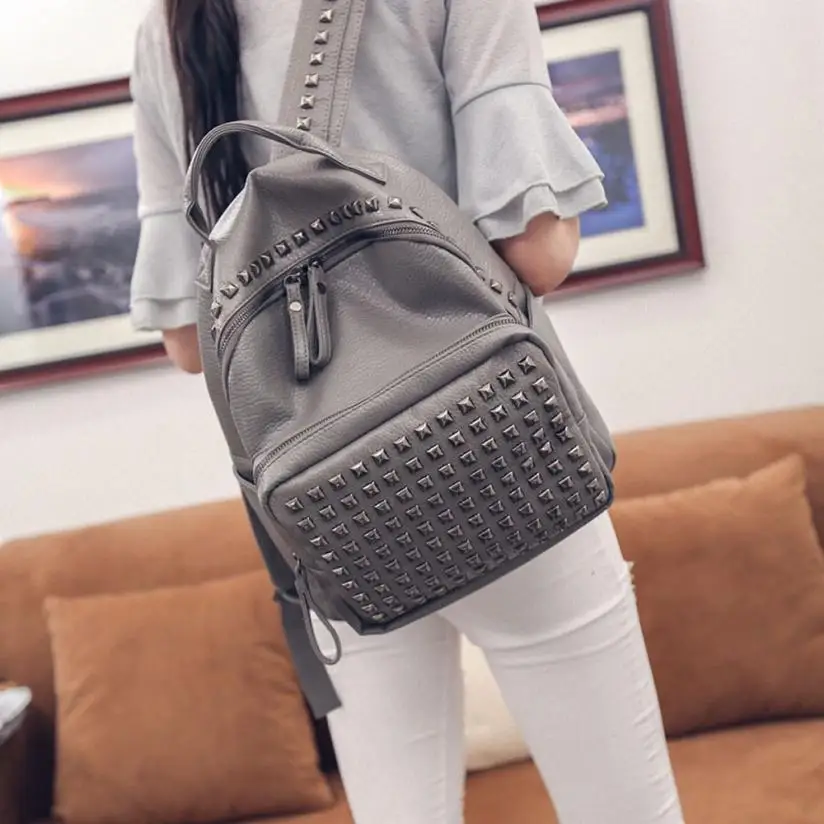 Женский кожаный рюкзак с заклепками Molave школьный сумка на плечо JAN28|Женские