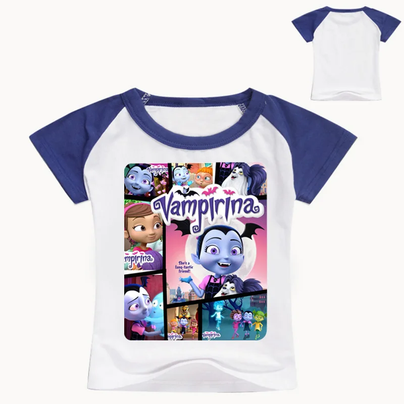 2-12years лето мультфильм vampirina Для детей летняя футболка для маленьких девочек; футболки, топы хлопок Обувь для девочек костюм для мальчиков