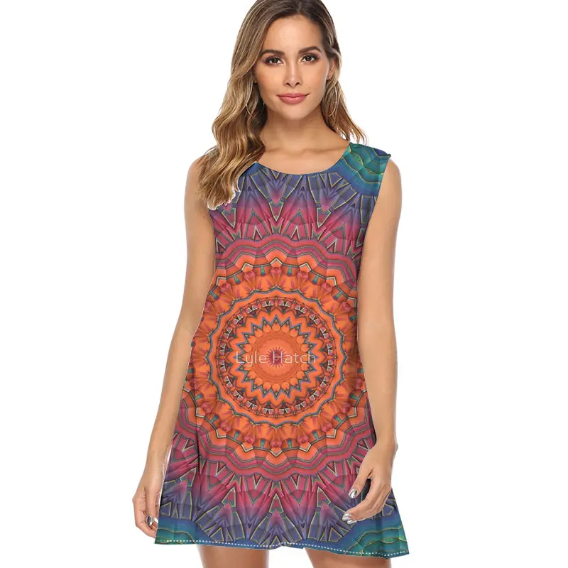 

Sugar skull collage Print Summer Dress Women Fashion Sleeveless Chiffon summer harajuku dress 2019 Cute Mini casual loose dress