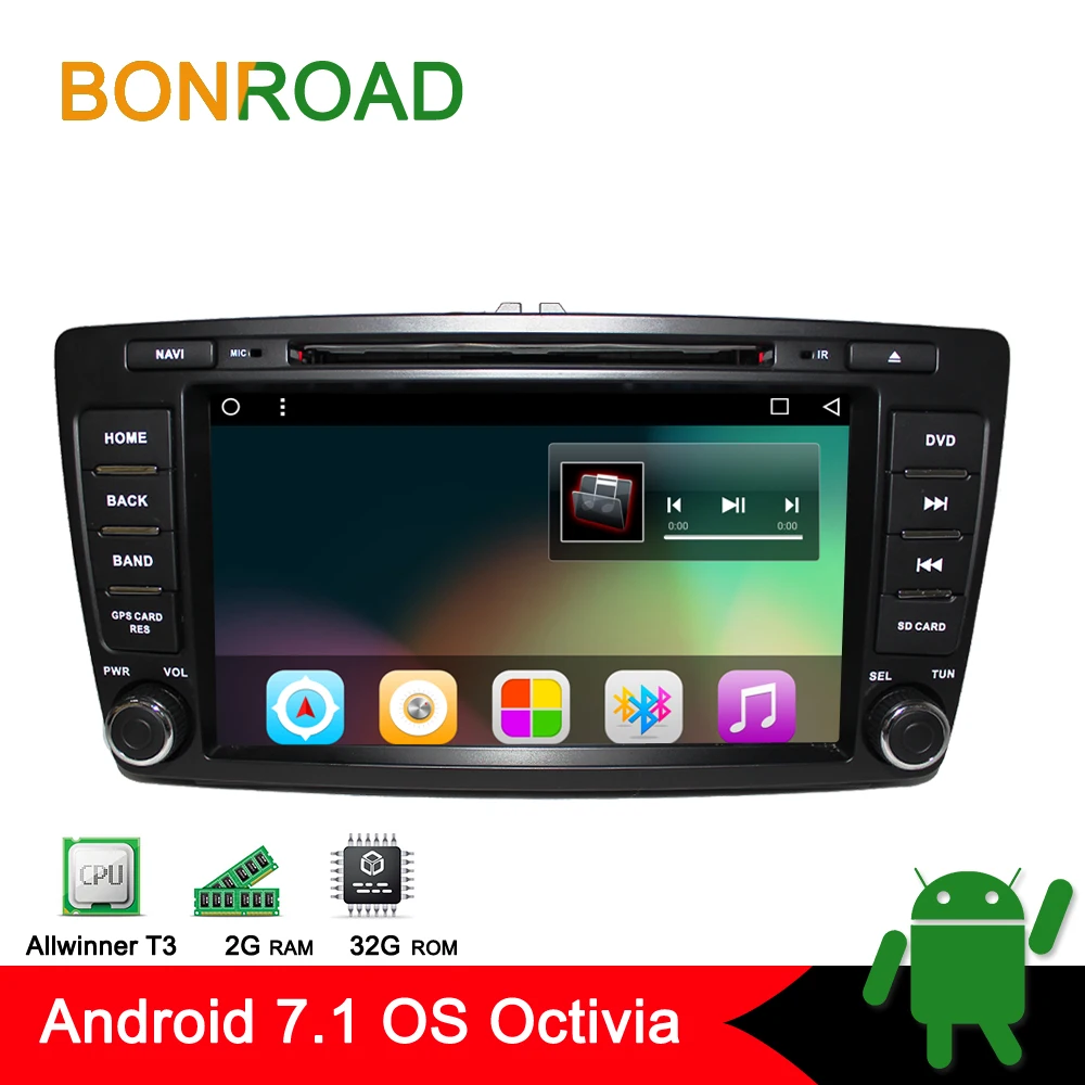 Bonroad 8 'ƈDin Android 7 1 для Skoda Octivia 2 1024*600 аудиоплеер автомагнитола GPS навигация