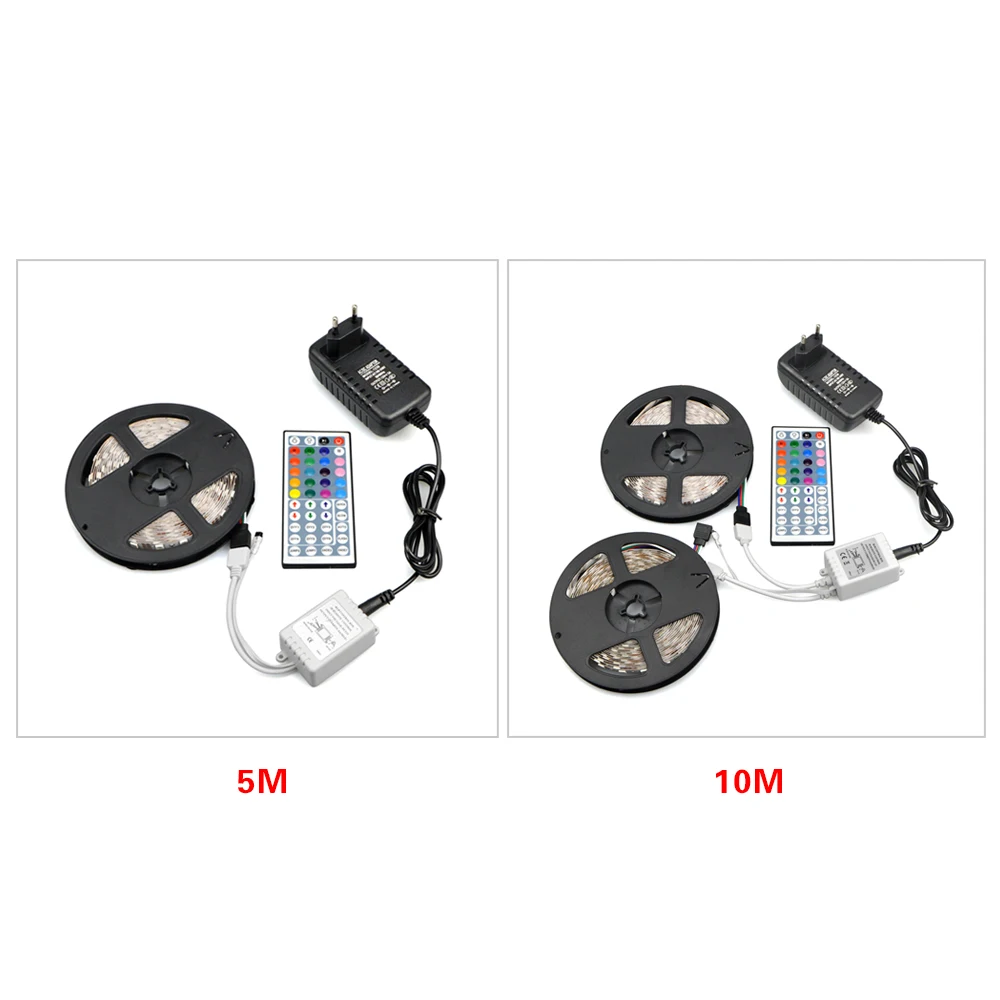 Гибкая RGB Светодиодные ленты свет SMD 5050 2835 10 M 5 M светодио дный света RGB светодио дный s Лента диод ленты контроллер DC12V адаптер Набор украшения