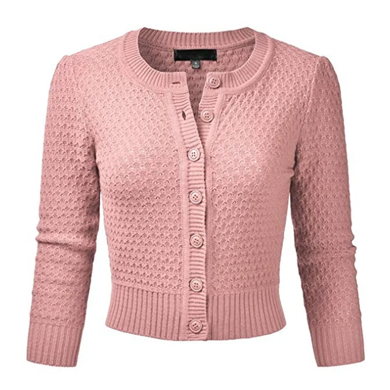 peachpink NIBESSER женский весенний Женский вязаный кардиган, свитер, пальто, короткая женская шаль, вязаная куртка для женщин, 22 цвета - Цвет: peachpink