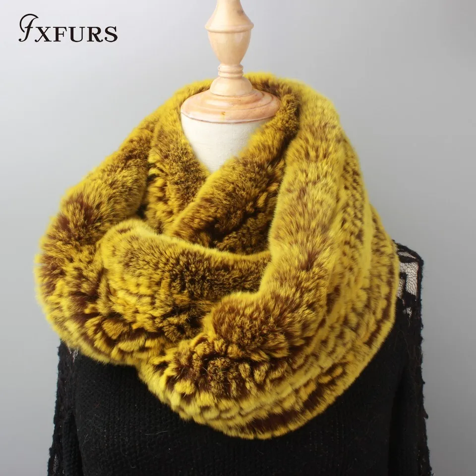 FXFURS 2020 Модный Новый женский шарф из меха бесконечности круглый длинный кролика
