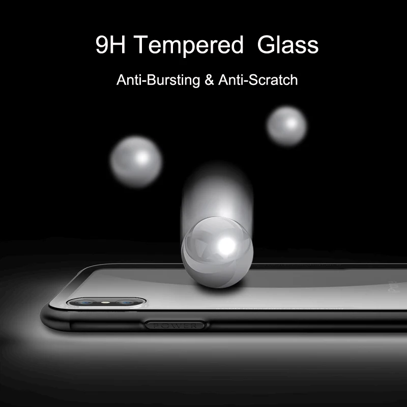 

Luxury Glass Case For iPhone X IX 10 8 7 6 s 6s Plus Coque Soft TPU Transparent Glass Back Protective Cover For iPhoneX Capinhas