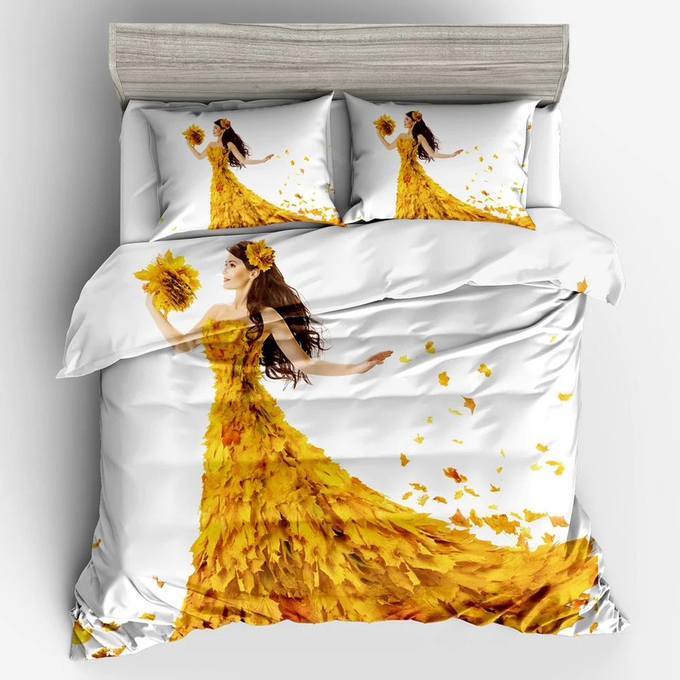 Комплект постельного белья с желтым цветком для девочек двуспальный комплект