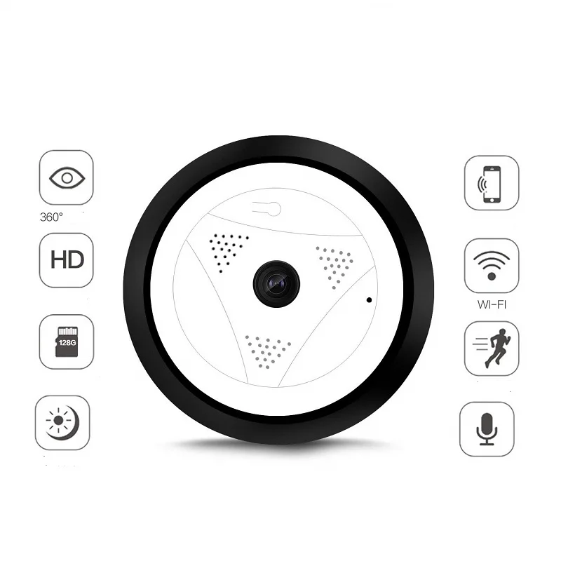 Hd Mini Cctv 360 градусов панорамный рыбий глаз IP Камера Wi-Fi Крытый Безопасности Cam