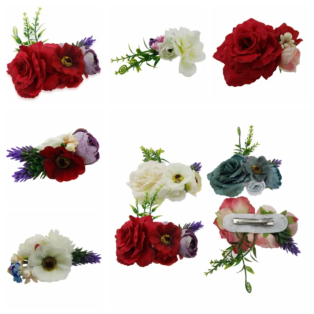 baby headband simulation flowers hair clips Handmade Photography props hairpin Children hair accessories Wedding Bride Beach