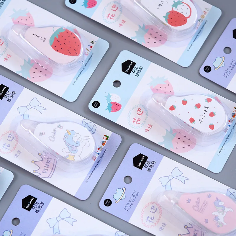 Креативная Корректирующая лента с клубничным единорогом Kawaii декоративная для