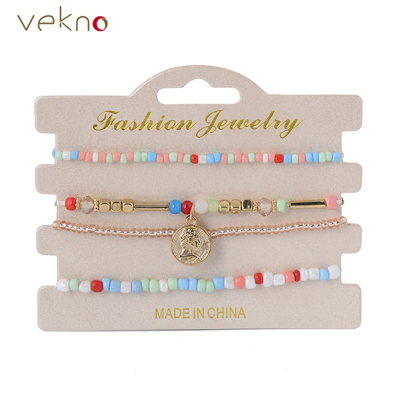 Комплект из 4 предметов в богемном стиле нитка Браслеты для Для женщин девочек 2017