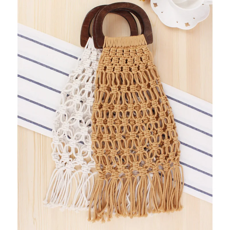 LUKATU Straw Bag Women Handbag New Hot Summer Hollow Woven T Holiday Handmade Cotton Rope Net Beach Bolsa | Багаж и сумки