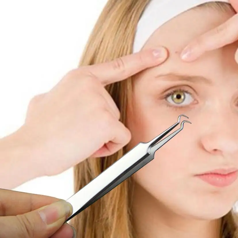 Набор для удаления черных точек Изогнутый пинцет лица 1 шт.|acne tweezer|tweezers acneneedle remover